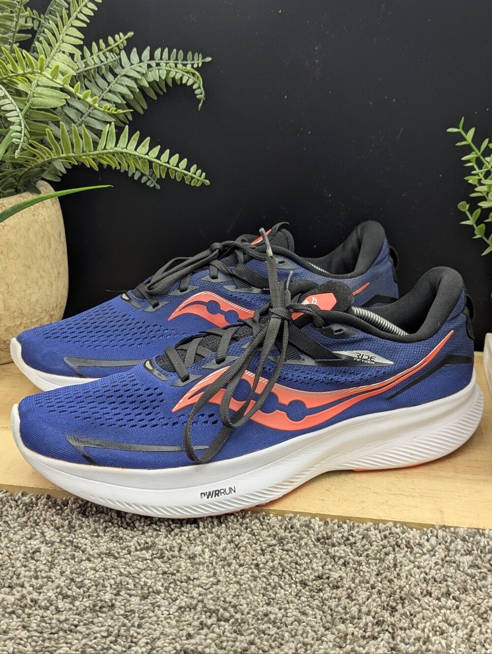 Saucony Ride 15 Blue Running Shoes Mens Size 12.5 Walking Comfort Gym Workout